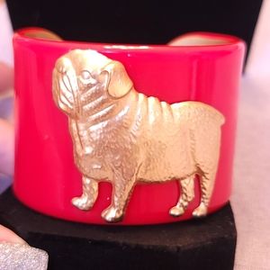 Fun Red Cuff bracelet with dog design